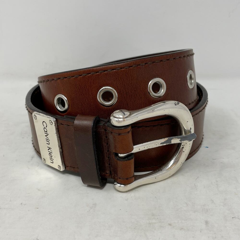 Calvin Klein Vintage Y2K Brown Leather Belt Size Small